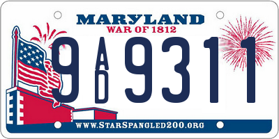 MD license plate 9AD9311