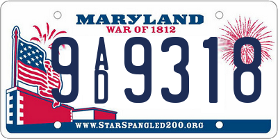 MD license plate 9AD9318