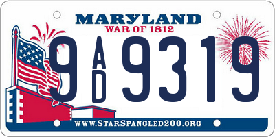 MD license plate 9AD9319
