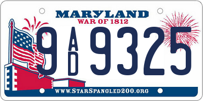 MD license plate 9AD9325