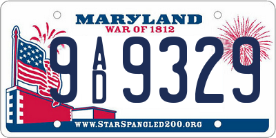 MD license plate 9AD9329