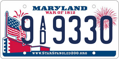 MD license plate 9AD9330