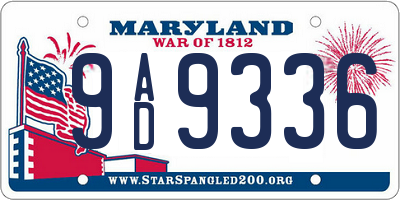 MD license plate 9AD9336