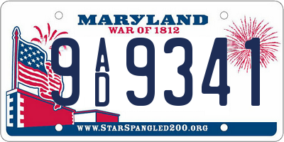 MD license plate 9AD9341