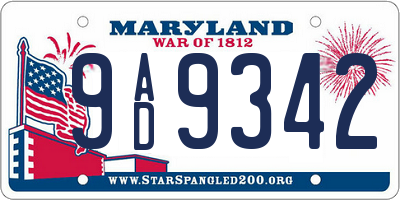 MD license plate 9AD9342