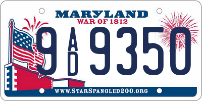 MD license plate 9AD9350
