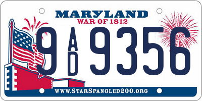 MD license plate 9AD9356