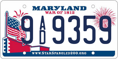 MD license plate 9AD9359