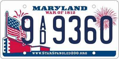 MD license plate 9AD9360