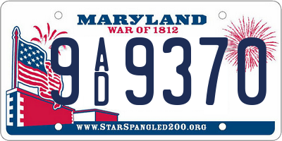 MD license plate 9AD9370