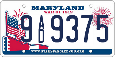 MD license plate 9AD9375