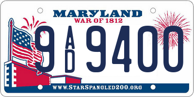 MD license plate 9AD9400