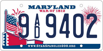 MD license plate 9AD9402