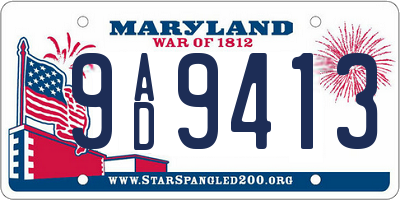 MD license plate 9AD9413