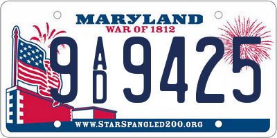 MD license plate 9AD9425