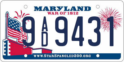 MD license plate 9AD9431