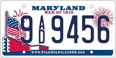 MD license plate 9AD9456
