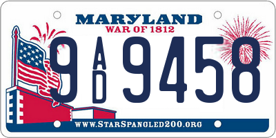 MD license plate 9AD9458