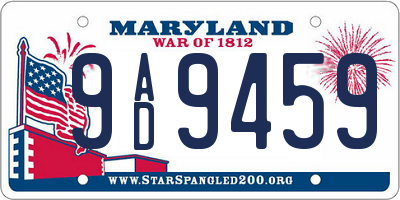 MD license plate 9AD9459