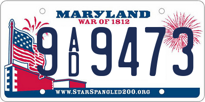 MD license plate 9AD9473