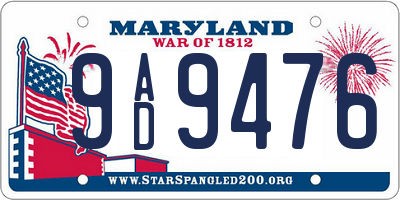 MD license plate 9AD9476
