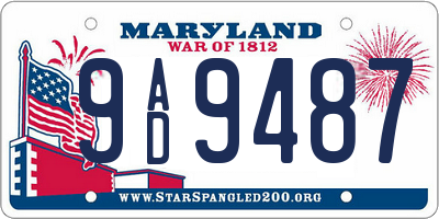 MD license plate 9AD9487