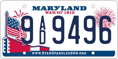 MD license plate 9AD9496