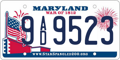 MD license plate 9AD9523
