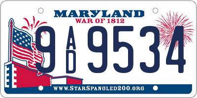 MD license plate 9AD9534