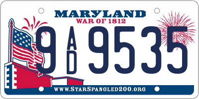 MD license plate 9AD9535