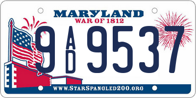 MD license plate 9AD9537