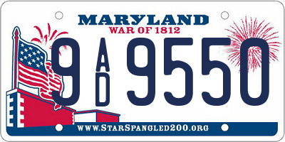 MD license plate 9AD9550