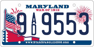 MD license plate 9AD9553
