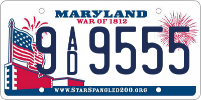 MD license plate 9AD9555