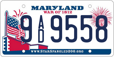 MD license plate 9AD9558