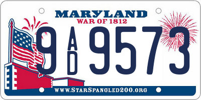 MD license plate 9AD9573
