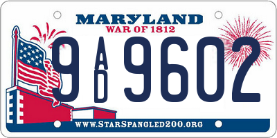 MD license plate 9AD9602