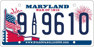 MD license plate 9AD9610