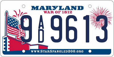 MD license plate 9AD9613