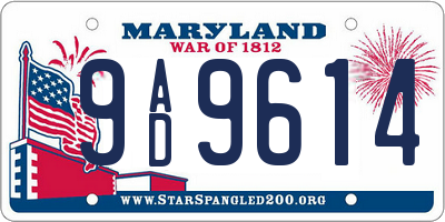 MD license plate 9AD9614