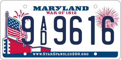 MD license plate 9AD9616