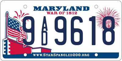 MD license plate 9AD9618
