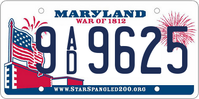 MD license plate 9AD9625