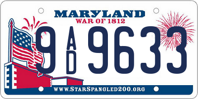MD license plate 9AD9633