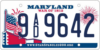 MD license plate 9AD9642