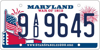 MD license plate 9AD9645