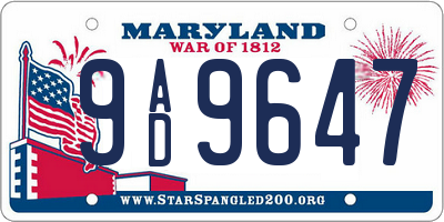 MD license plate 9AD9647