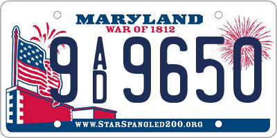 MD license plate 9AD9650