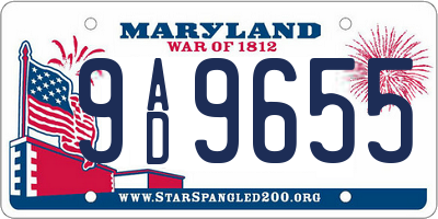MD license plate 9AD9655