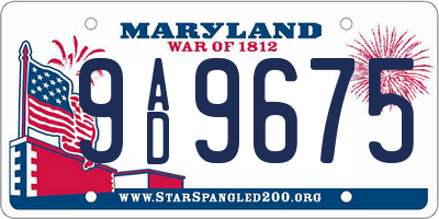 MD license plate 9AD9675